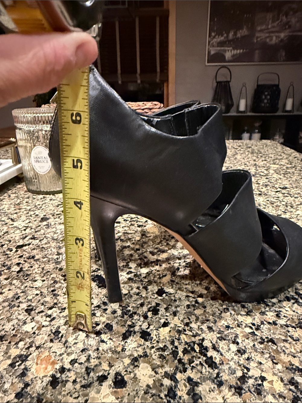 White House Black Market Black Strappy Peep-Toe Heels - Picture 8 of 10